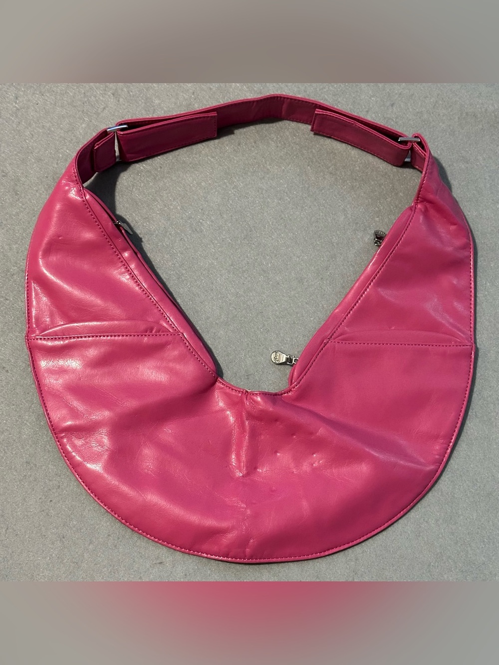 Fuchsia Crescent Hobo Shoulder Bag